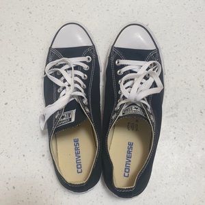 Converse. Black. Women’s size 11. Men’s size 9.